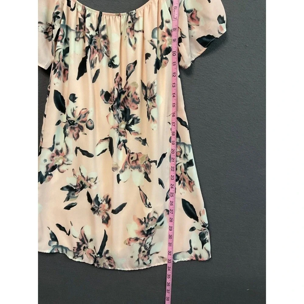 Charlotte‎ Russe M Floral Off Shoulder Mini Dress Lined Ruffle Boho Vintage